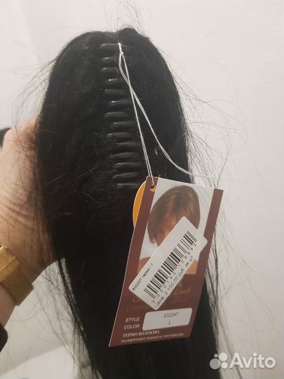 Хвост на заколке -крабе, цвет чёрный, 50 см