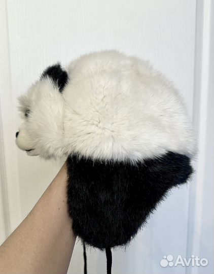 Шапка меховая зимняя панда 3-8 лет
