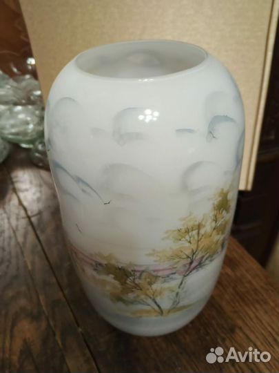 Ваза стекло двойное роспись