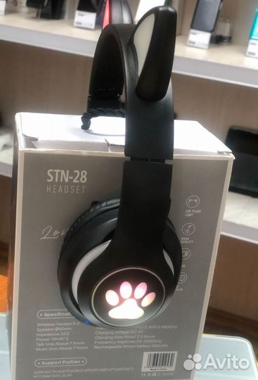 Беспроводные Блютуз наушники CAT STN-28 с Ушками