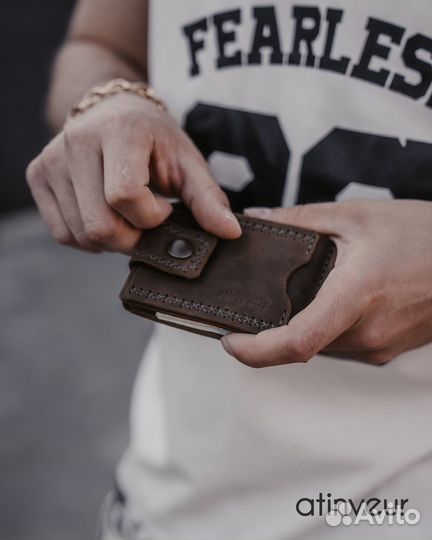 Зажим для денег из натуральной кожи