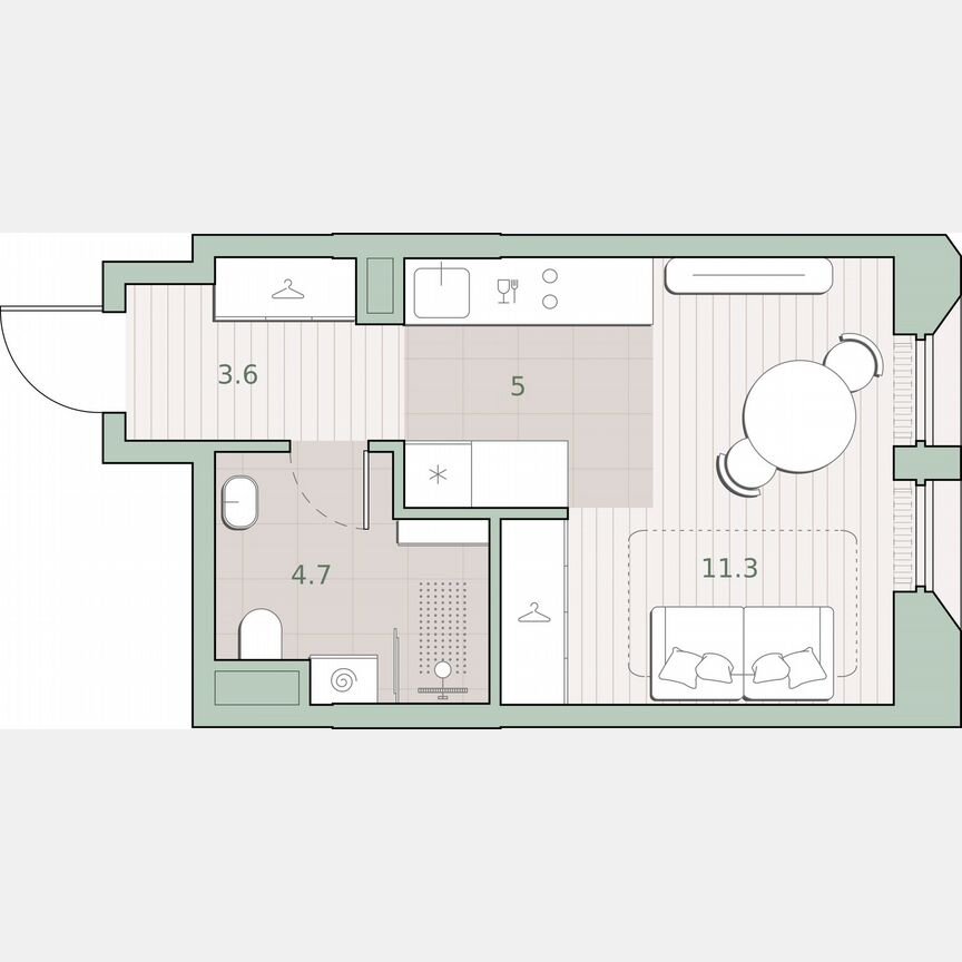 Квартира-студия, 24,6 м², 9/13 эт.