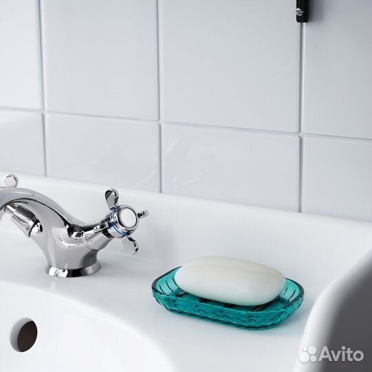 Стакан для щёток, мыльница. Пластик. Бирюзовый