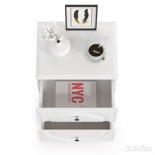 Тумба прикроватная Валенсия 13.291, цвет белый шагрень, шхгхв 49,2х38,4х64 см