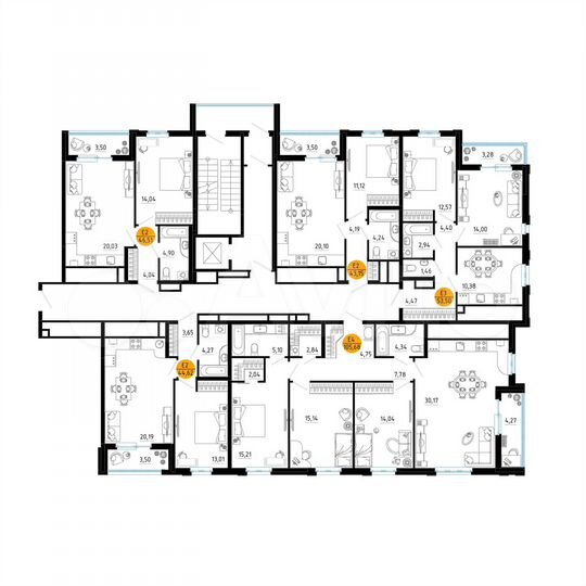 3-к. квартира, 105,7 м², 19/25 эт.