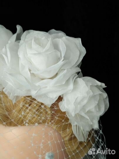 Ободок с вуалью свадебный