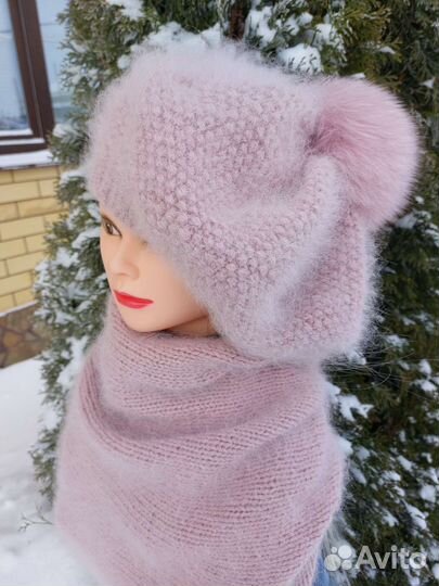 Берет из пуха норки Ангора 80 Косынка