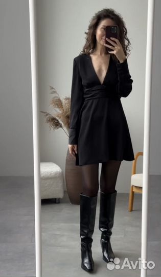 Платье женское атласное черное 42