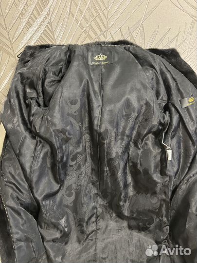 Шуба норковая черная с капюшоном