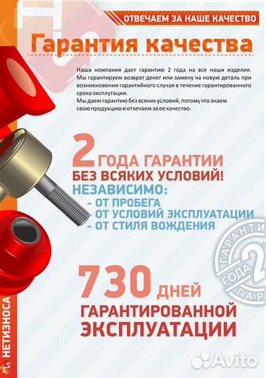 Нет Износа Стойка стабилизатора полиуретановая 030