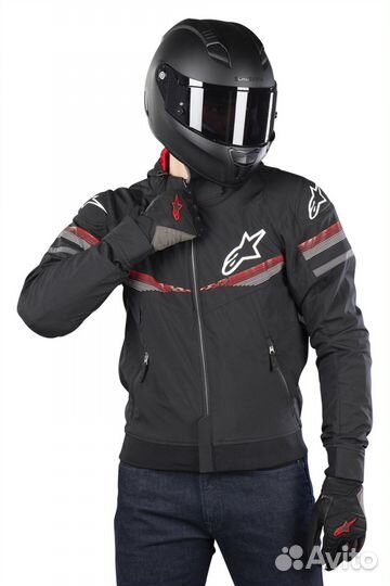 Motorradjacke Alpinestars Sektor V2 Tech Hoodie Schwarz-Rot Черный