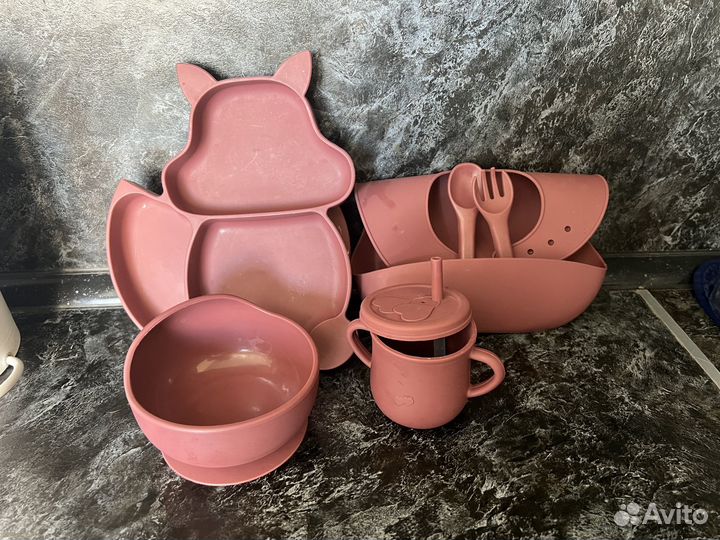 Набор детской силиконовой посуды