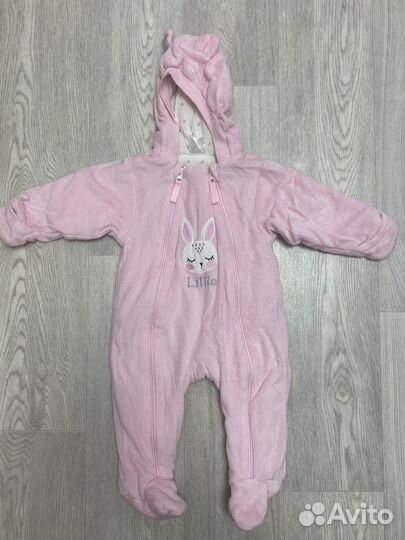 Велюровый утепленный комбинезон размер 56, 68, 74