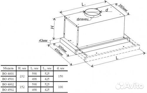 Вытяжка встраиваемая Гефест во 4501 К17 Новая