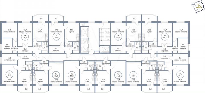 3-к. квартира, 76,1 м², 20/24 эт.