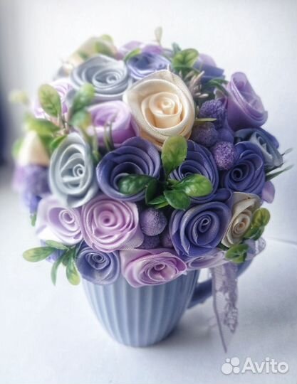 Интерьерная композиция Букет из роз в чашке