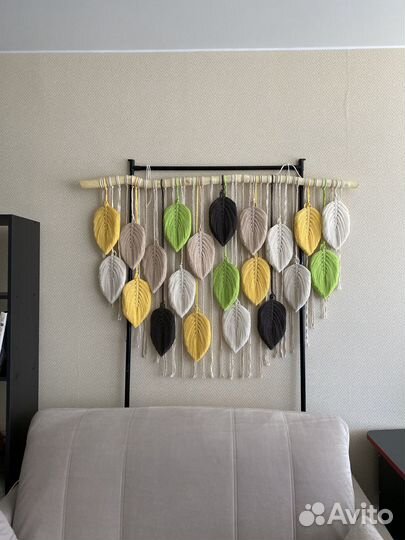 Панно на стену листья макраме