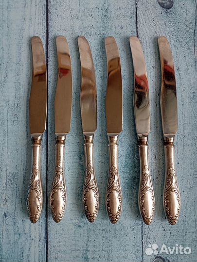 Мельхиоровые ножи СССР Кольчугино 6 шт