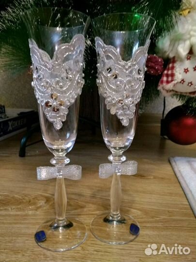 Бокалы дла шампанского. Ручная работа