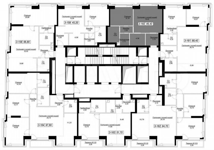 1-к. квартира, 46,4 м², 22/41 эт.