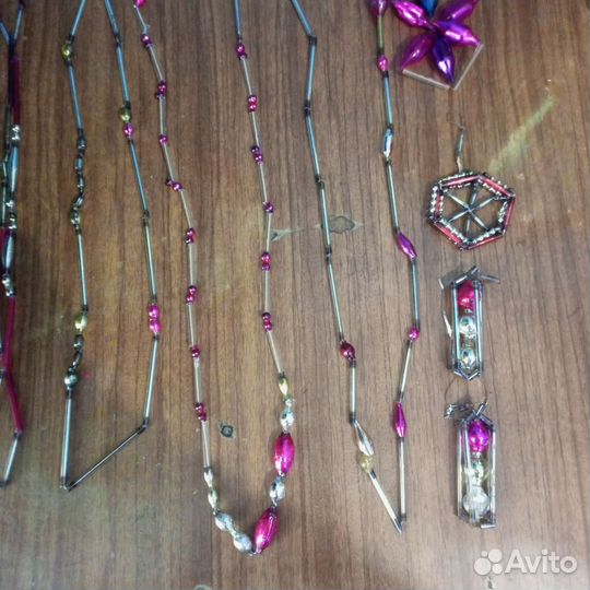 Ёлочные игрушки гирлянды СССР стеклярус