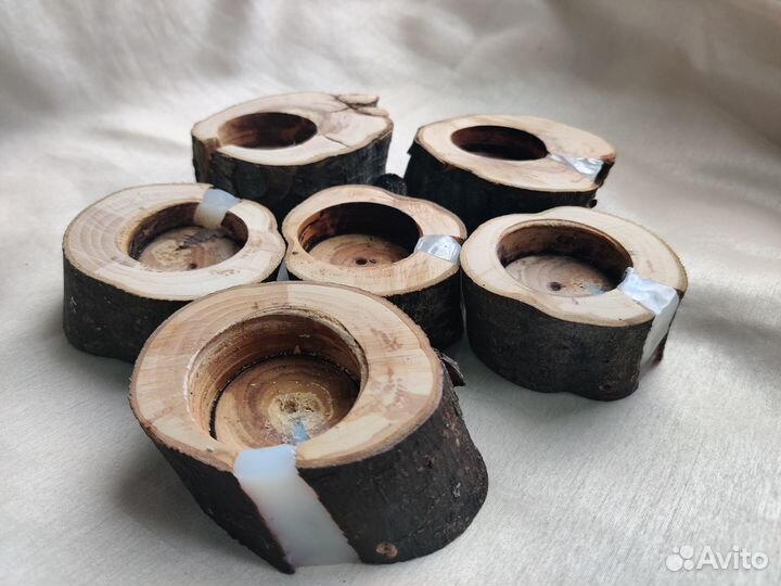 Подсвечники из натурального дерева, разные