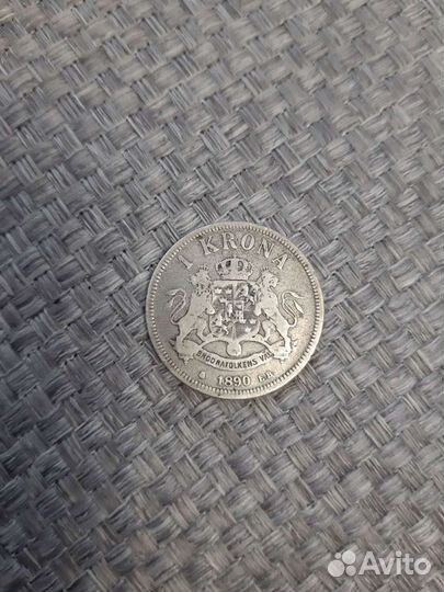 1 krona 1890г Швеция