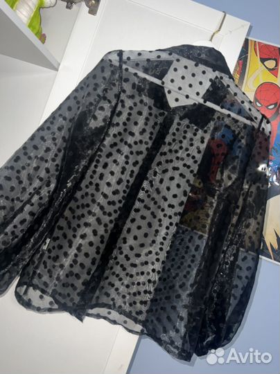 Новая блузка черная в горошек