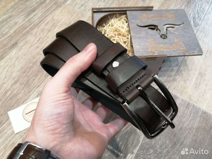 Ремень мужской коричневый натуральная кожа