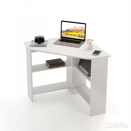 Стол компьютерный угловой белый Пеликан кс-34