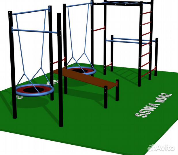 Уличный спорткомплекс с качелью