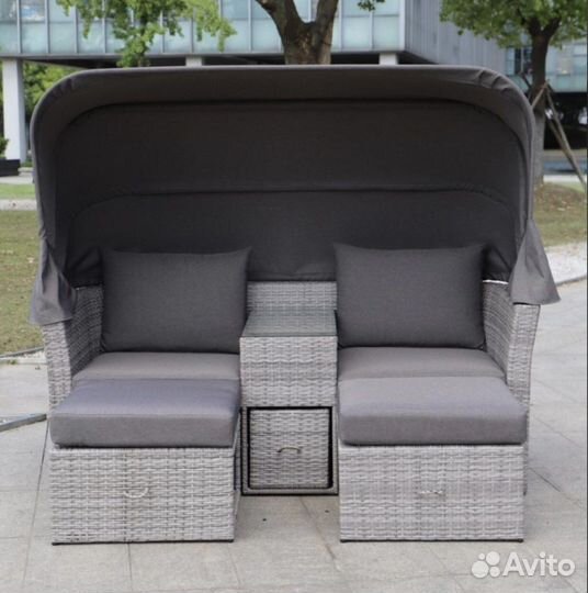 Диван-трансформер лежак для сада из ротанга