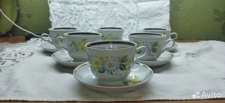 Чайные пары, бокалы, блюдца фарфор СССР