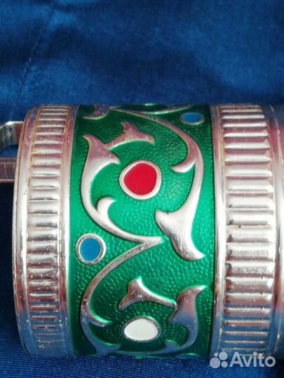 Подстаканник СССР алюминиевый, роспись эмаль