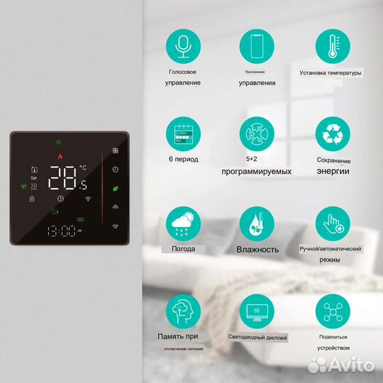 Терморегулятор Moes с wifi чёрный