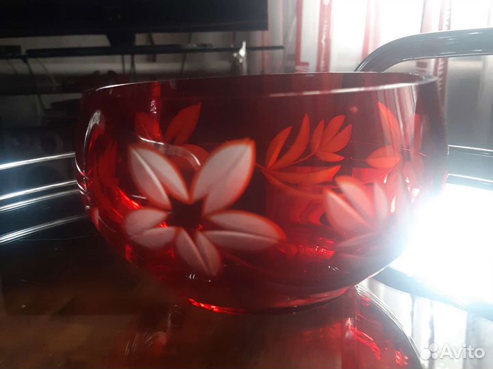 Ваза для фруктов цветное стекло СССР