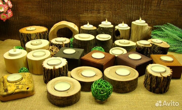 Подсвечники из дерева в наличии и под заказ
