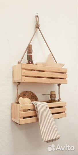 Деревянные подвесные полки ящики hand made