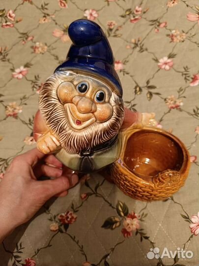 Керамический гном копилка+горшочек