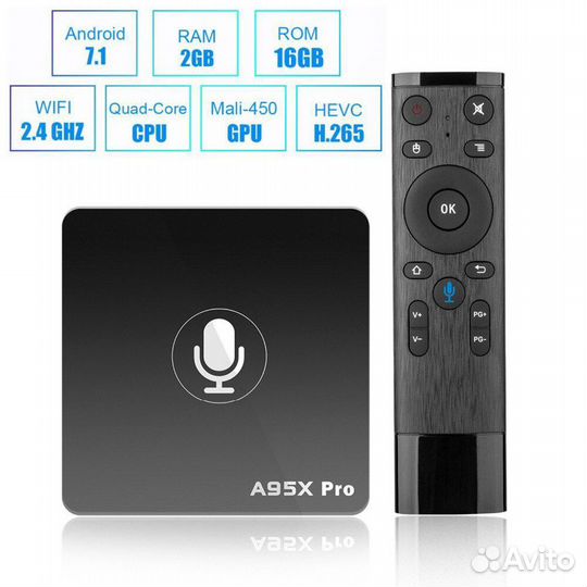 Смарт тв приставка A95X PRO С пультом С микрофоном