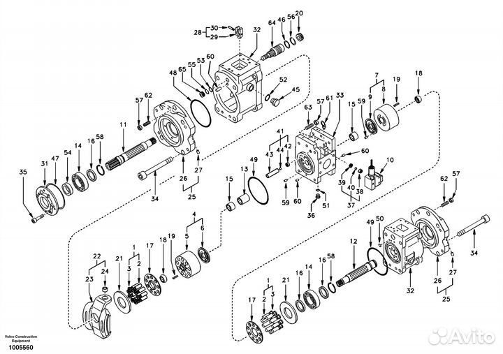 Основной гидравлический насос Volvo EC290B (K3V140DT-9N29-17T)