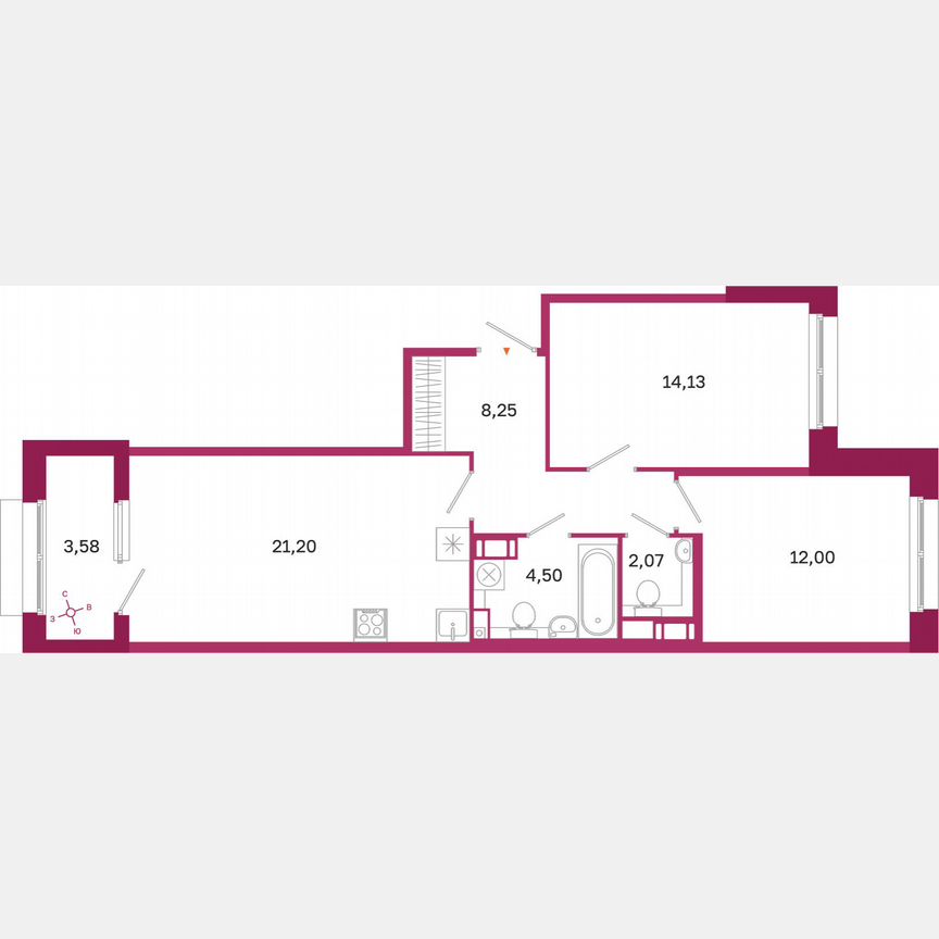 2-к. квартира, 63,9 м², 8/10 эт.