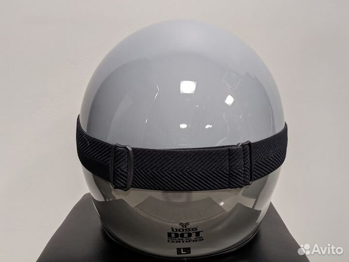 Мотошлем Retro Voss винтаж с очками серый глянец