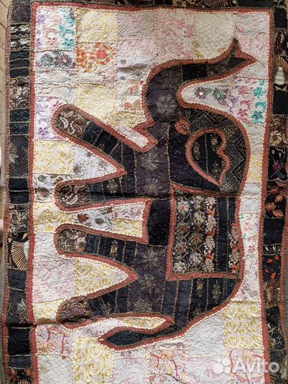 Пано тканевое на стену, слон, Индия, вышивка