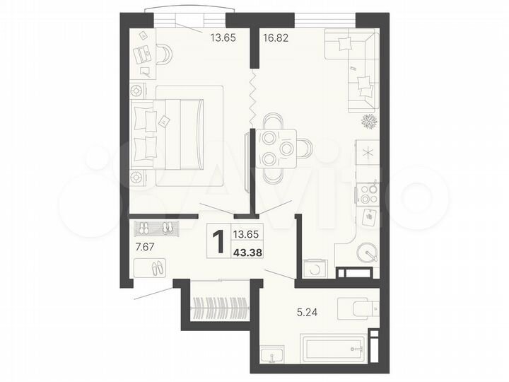 1-к. квартира, 41,8 м², 9/20 эт.