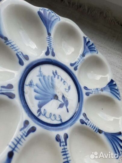 Менажница фарфоровая для яиц/Гжель