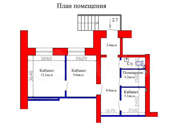 Помещение с арендатором, 43.5 м²