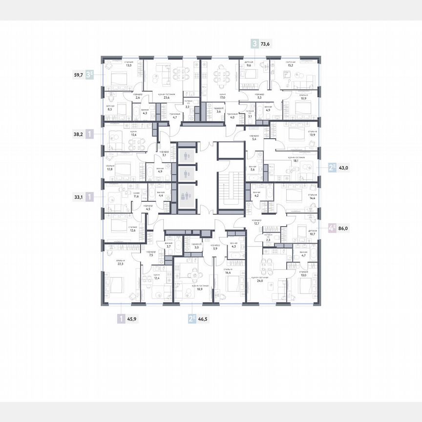 1-к. квартира, 38,1 м², 21/25 эт.