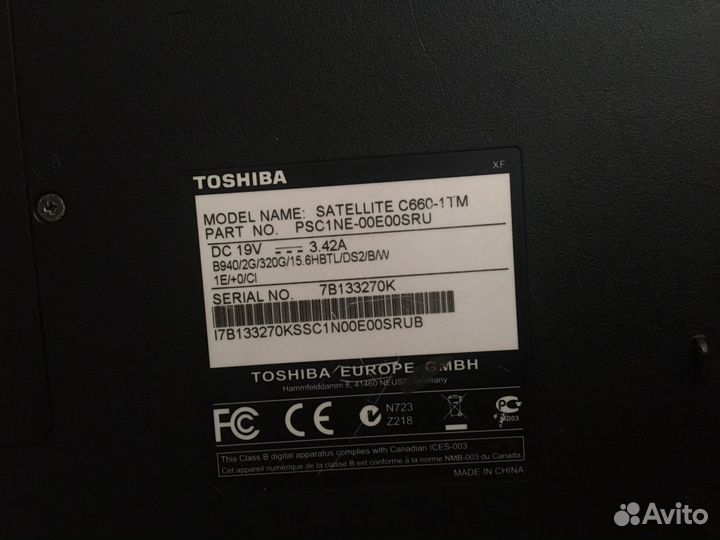 Ноутбук Toshiba satellite c660-1tm