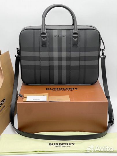 Мужская кожаная деловая сумка портфель Burberry